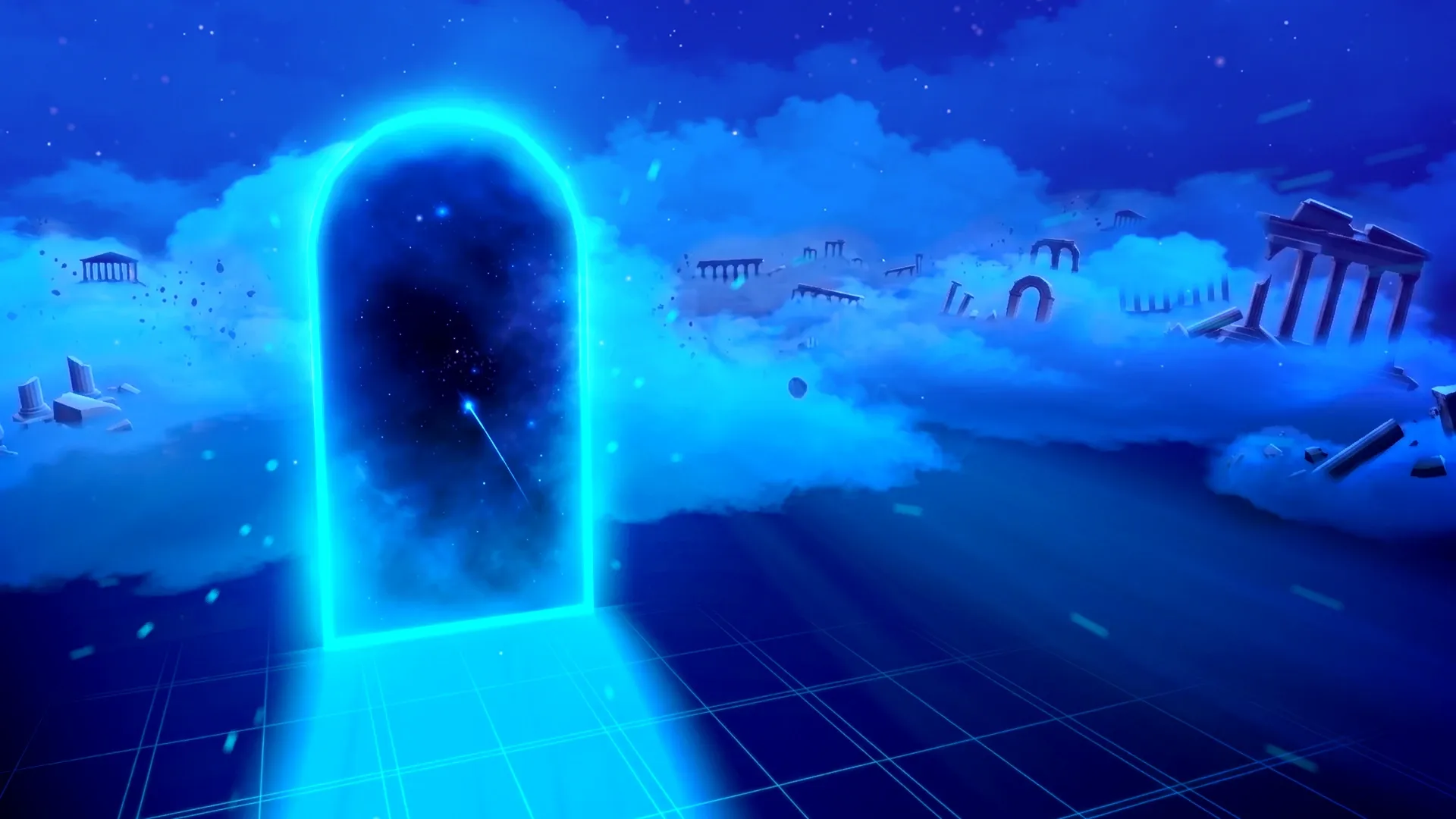 A portal standing open over the sunken streets