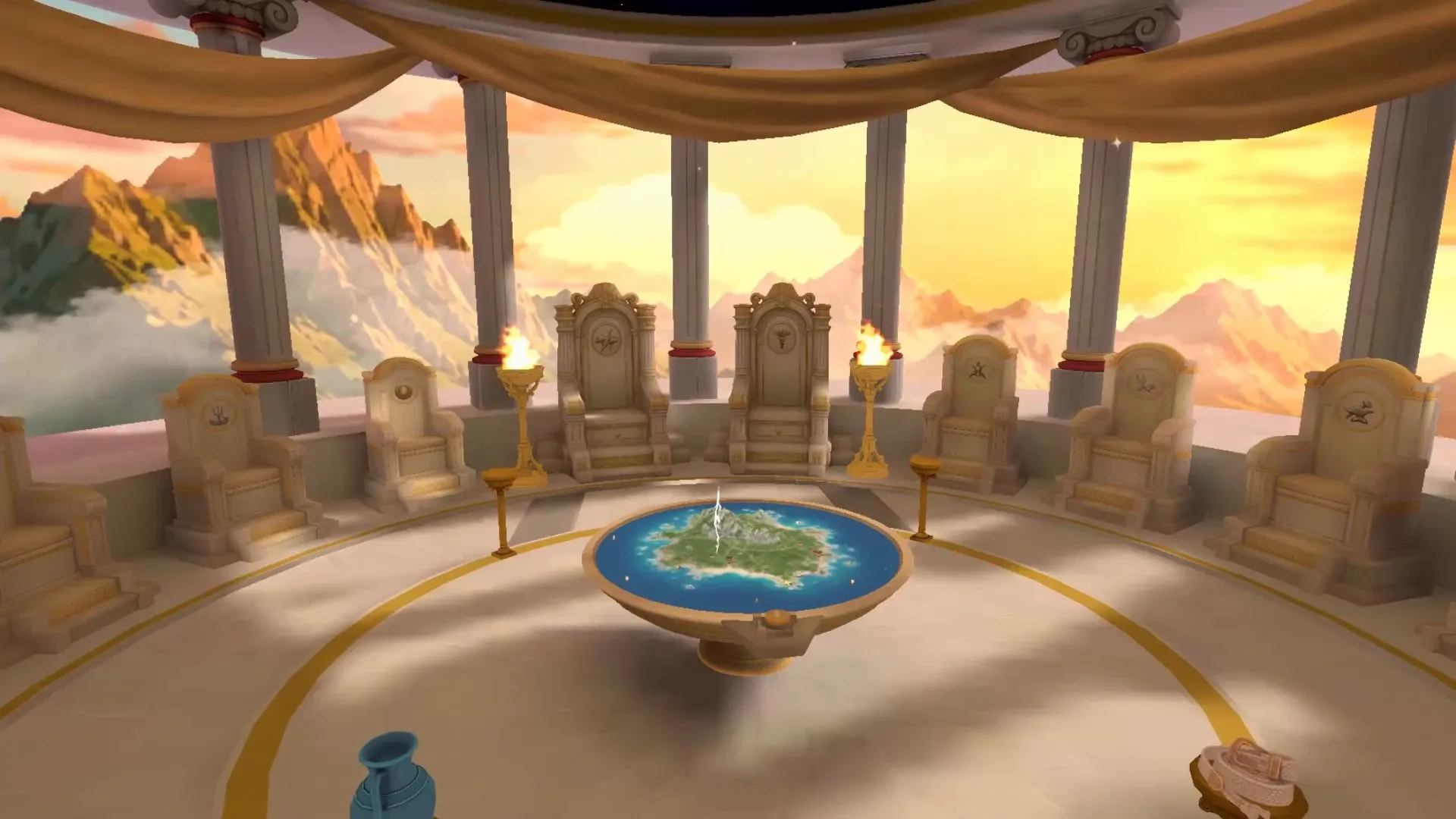 The council of the gods, which the visitor can only watch